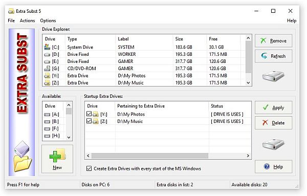 Extra Subst Screen Shot